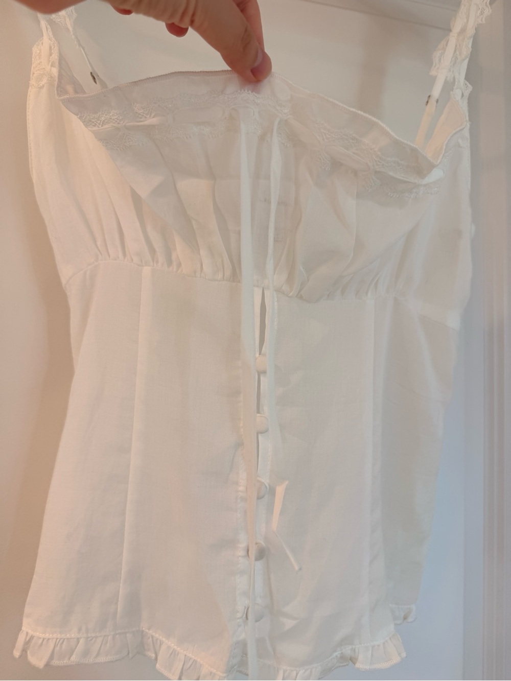 Reformation White Lace-Trim Button-Front Eveline Top - Picture 8 of 12